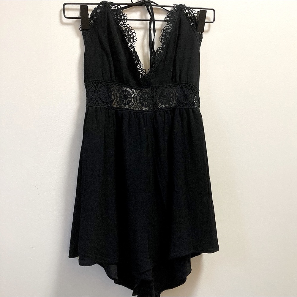 Black romper with lace